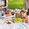 Picnic Basket Set for 4 - Wicker Insulated Picnic Basket with Folding Wine Table, Wine Picnic Kit with Liner for Couples, Camping, Outdoor, Valentine (WhiteFlower)